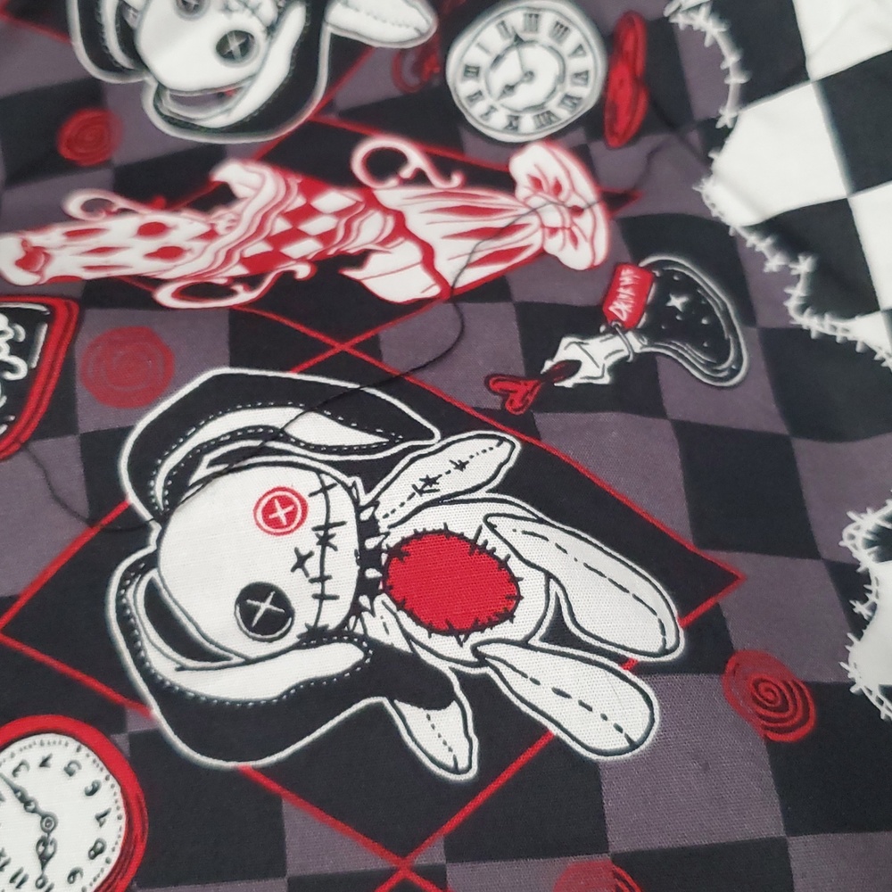 NW/OT Hot Topic's Mad Tea Party Stripe Suspender Skirt - Picture 7 of 16